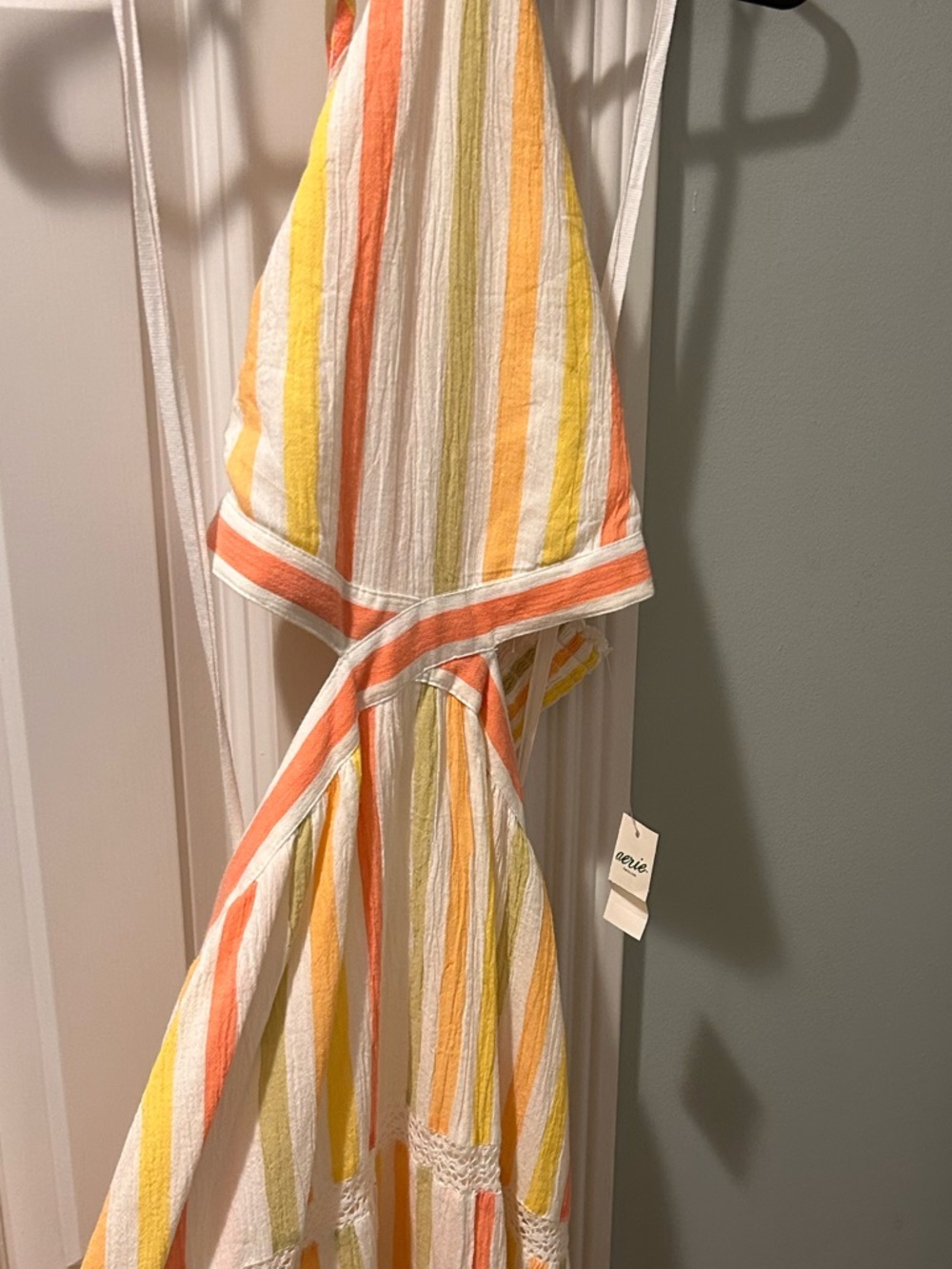 Aerie Pastel Multicolor Striped Halter Maxi Dress - Picture 3 of 5